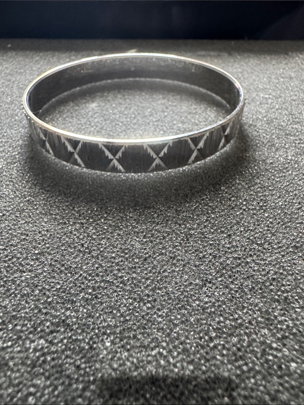 Vintage Trifari Silver-Tone Engraved Geometric Bangle